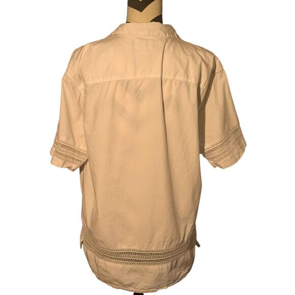 Abercrombie & Fitch L White Guayabera Style Lace Button Up Shirt - Picture 5 of 5